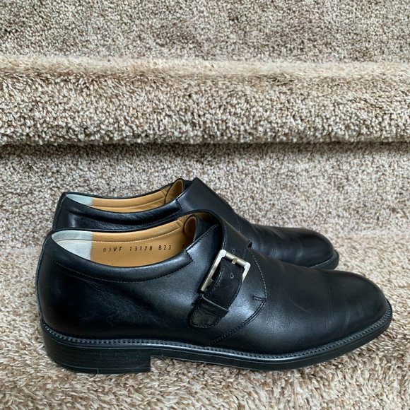 Salvatore Ferragamo Men\'s Black Leather 2-Buckle Monk Shoes main image 13